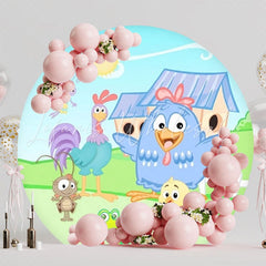 Fun Lottie Dottie Chicken Round Backdrop For Kids Party Theme