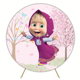Fun Masha And The Bear Party Round Backdrop For Kids Celebration