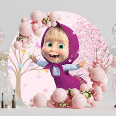 Fun Masha And The Bear Party Round Backdrop For Kids Celebration