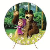 Fun Masha And The Bear Round Backdrop For Kids Party
