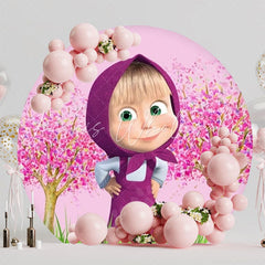 Fun Masha And The Bear Round Backdrop For Kids Party Celebration