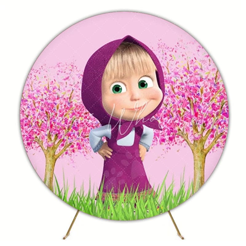 Fun Masha And The Bear Round Backdrop For Kids Party Celebration