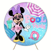 Fun Minnie Pool Party Round Backdrop For Summer Kids Celebration