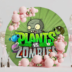 Fun Plants Vs Zombies Kids Party Round Backdrop For Playful Vibe