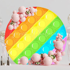 Fun Pop It Rainbow Round Backdrop For Kids Celebration Party