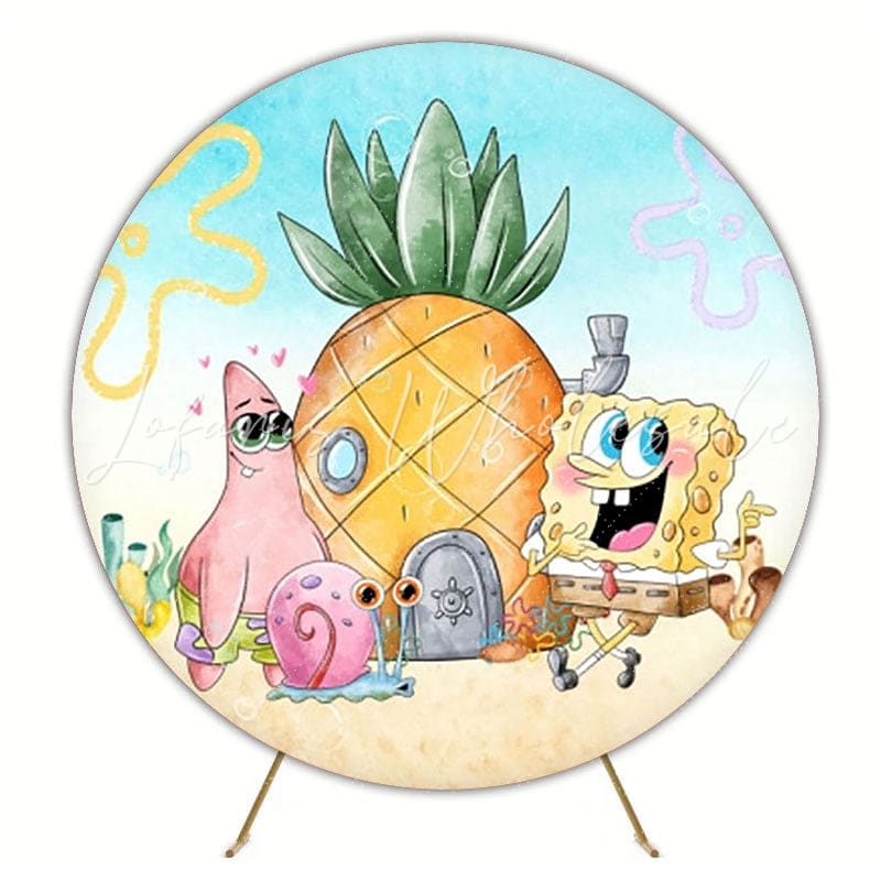Fun SpongeBob Round Backdrop For Kids Party Celebration Theme
