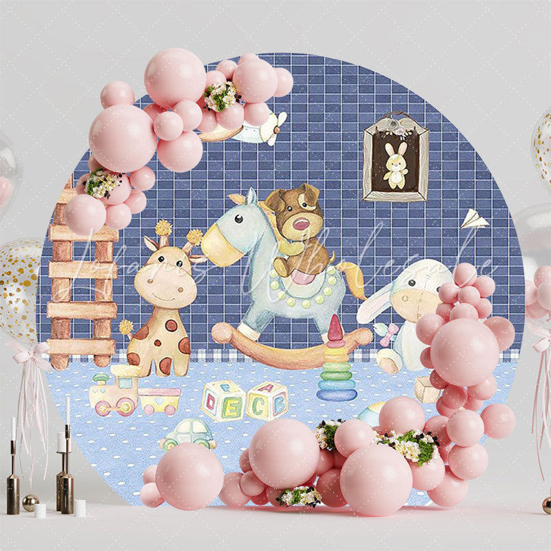 Fun Toy Room Round Backdrop for Kids Birthday Celebration