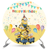 Lofaris Funny Dolls Celebration Yellow Birthday Round Backdrop