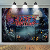 Lofaris Funny Pumpkin Lantern And Moon Happy Birthday Backdorp