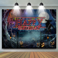 Lofaris Funny Pumpkin Lantern And Moon Happy Birthday Backdorp