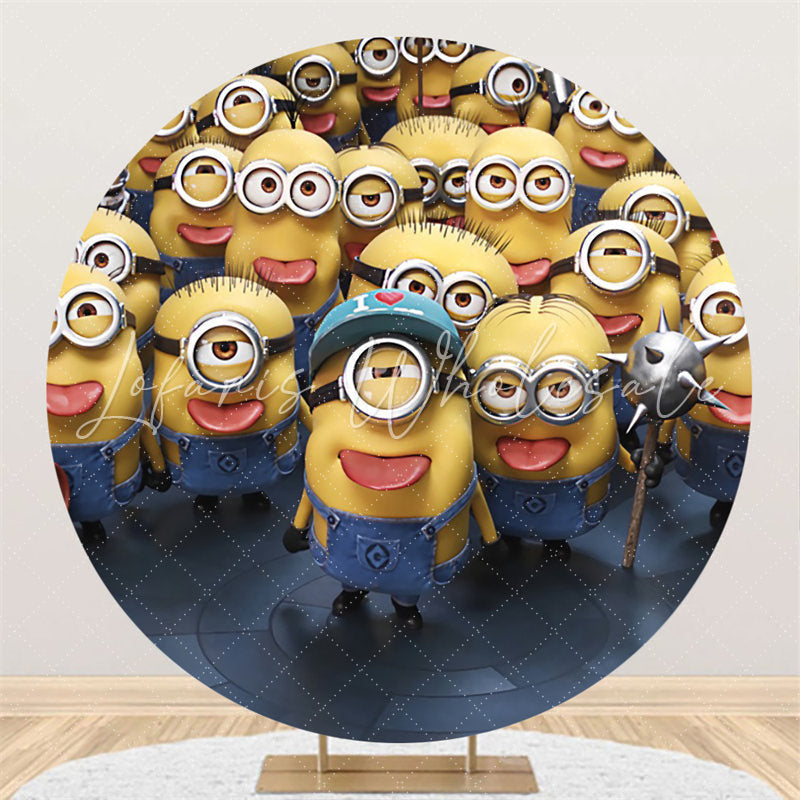 Lofaris Funny Yellow Dolls Round Birthday Backdrop For Kids