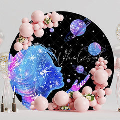 Futuristic Neon Galaxy Round Backdrop For Space-Themed Party Fun