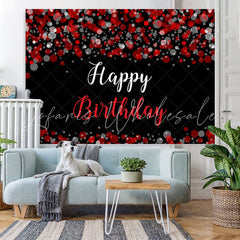 Lofaris Fuzzy Red Grey Bubble Themed Happy Birthday Backdrop