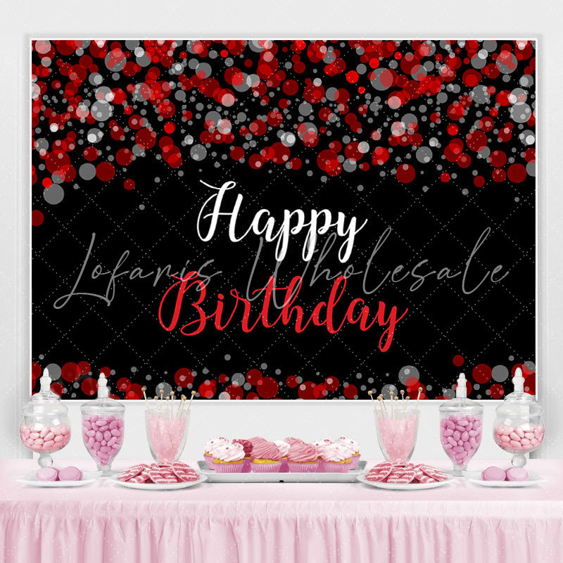 Lofaris Fuzzy Red Grey Bubble Themed Happy Birthday Backdrop