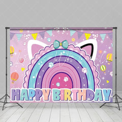 Gabbys Cartoon Cat Theme Happy Birthday Photography Backdrop For Kids