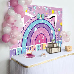 Gabbys Cartoon Cat Theme Happy Birthday Photography Backdrop For Kids