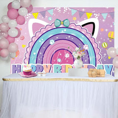 Gabbys Cartoon Cat Theme Happy Birthday Photography Backdrop For Kids