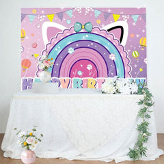 Gabbys Cartoon Cat Theme Happy Birthday Photography Backdrop For Kids