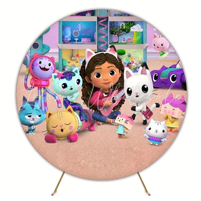 Gabby¡¯s Dollhouse Round Backdrop For Kids Birthday Celebration