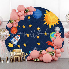 Lofaris Galaxy Blue Universe Lovely Round Birthday Backdrop
