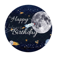 Lofaris Galaxy Rocket Round Happy Birthday Backdrop For Party