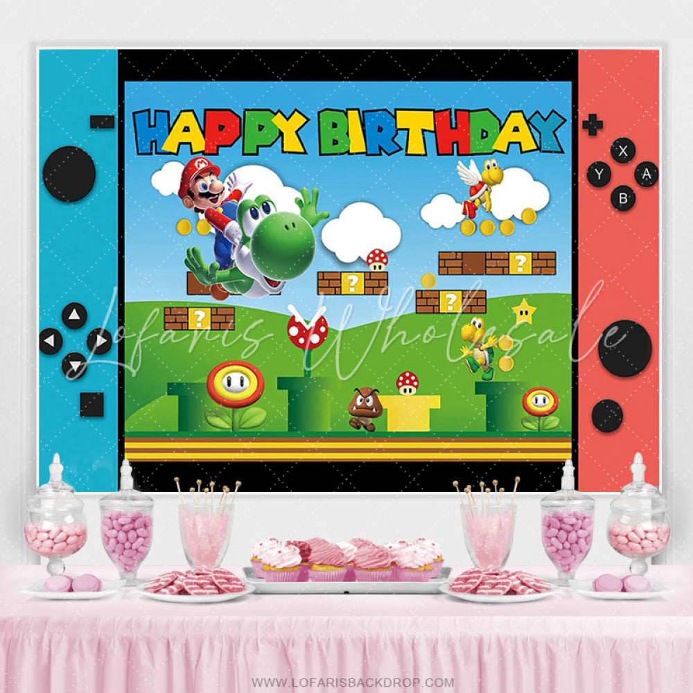 Lofaris Game Console Cartoon Character Birthday Backdrop