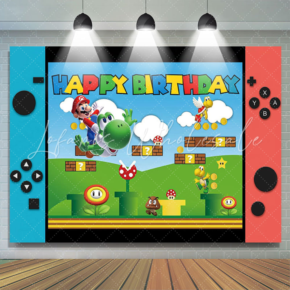 Lofaris Game Console Cartoon Character Birthday Backdrop