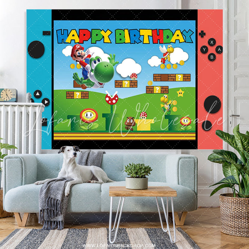 Lofaris Game Console Cartoon Character Birthday Backdrop