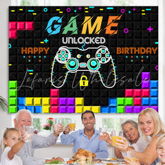 Lofaris Game Console Tetris Happy Birthday Backdorp For Party