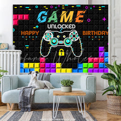 Lofaris Game Console Tetris Happy Birthday Backdorp For Party