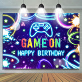 Lofaris Game On Lighting Colorful Happy Birthday Backdrop