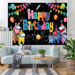 Lofaris Game Theme Character Galaxy Happy Birthday Backdrop