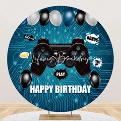 Lofaris Gamepad Blue Circuit Board Round Birthday Backdrop