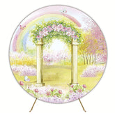 Garden Arch Watercolor Round Backdrop for Outdoor Event Theme