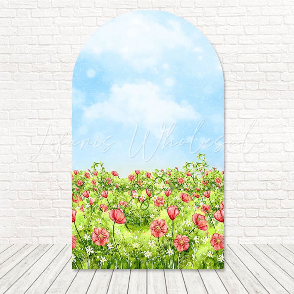 Garden Lawn Green Bloom Theme Arch Backdrop For Outdoor Event