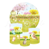 Garden Themed Round Backdrop and Cylinders Kit for Decor