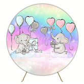 Gender Reveal Baby Elephant Round Backdrop for Reveal