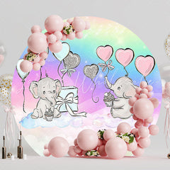 Gender Reveal Baby Elephant Round Backdrop for Reveal