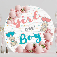 Gender Reveal Bears Cute Round Backdrop for Baby Reveal Event