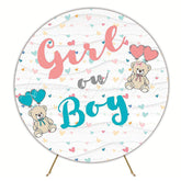 Gender Reveal Bears Cute Round Backdrop for Baby Reveal Event