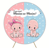 Gender Reveal Model 3 Fun Round Backdrop for Gender Reveal Party