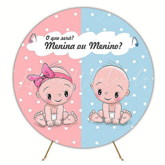 Gender Reveal Model 3 Fun Round Backdrop for Gender Reveal Party