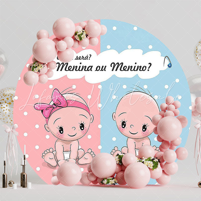 Gender Reveal Model 3 Fun Round Backdrop for Gender Reveal Party