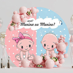 Gender Reveal Model 3 Fun Round Backdrop for Gender Reveal Party