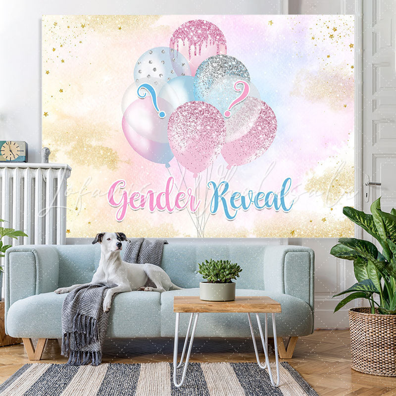 Lofaris Gender Reveal Balloons Glitter Backdrop for Baby Shower