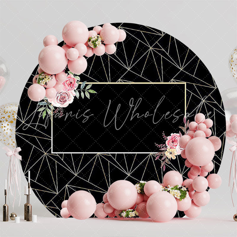 Geometric Black Elegant Round Backdrop for Party Decor