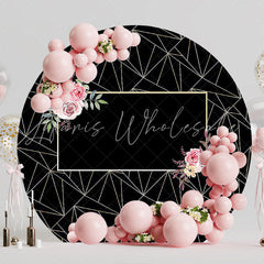 Geometric Black Elegant Round Backdrop for Party Decor