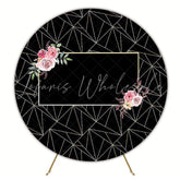 Geometric Black Elegant Round Backdrop for Party Decor