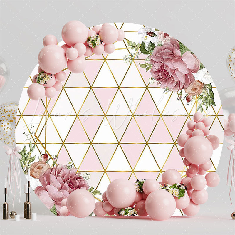Geometric Flowers Round Backdrop for Modern Wedding Decor
