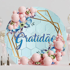 Geometric Gratitude Round Backdrop for Celebration